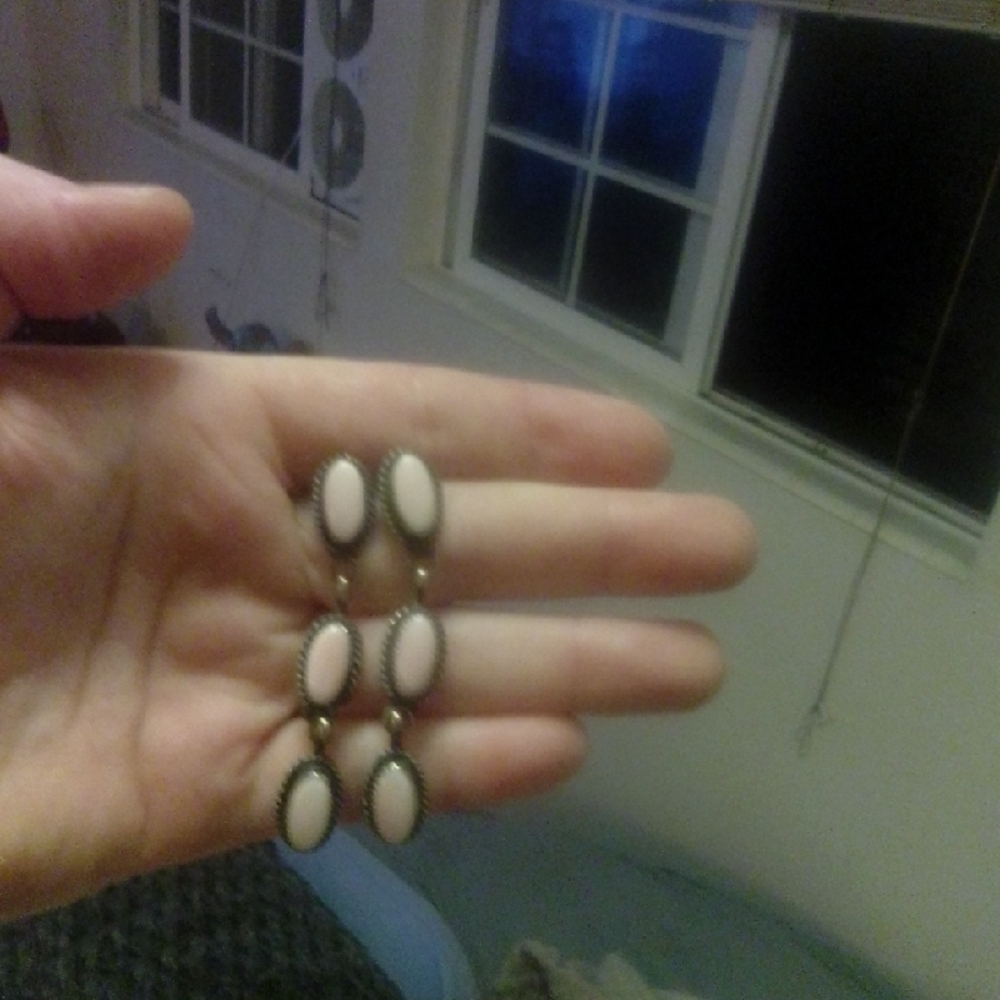 Chic Silver and Pink Opal Drop Earrings